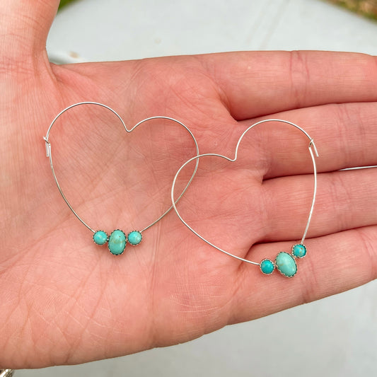 Turquoise Heart Hoops