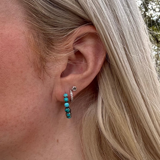 Small Birdie turquoise hoops