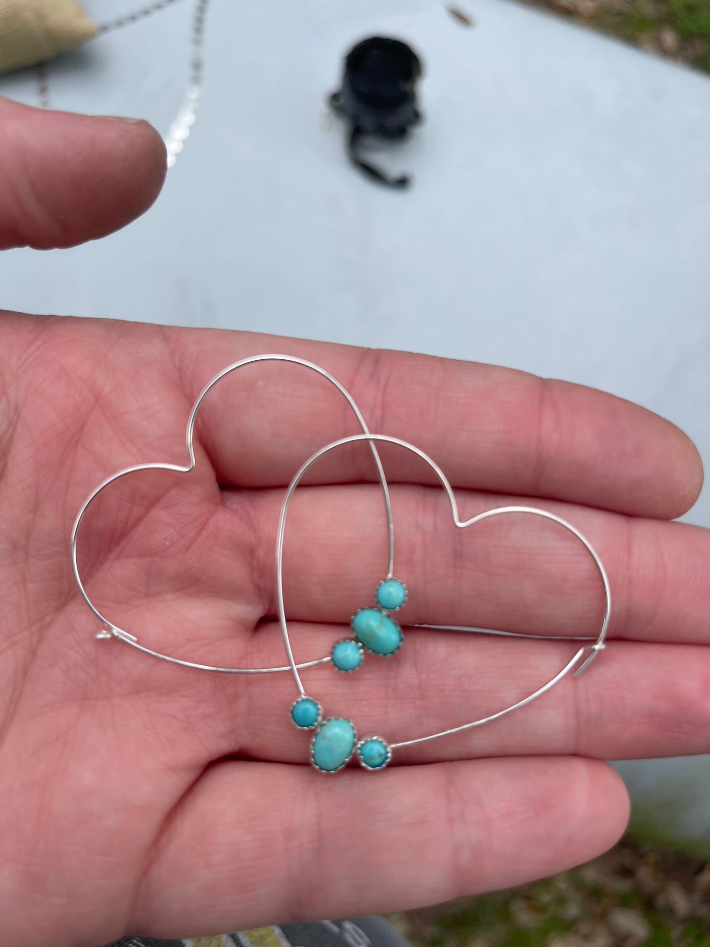 Turquoise Heart Hoops