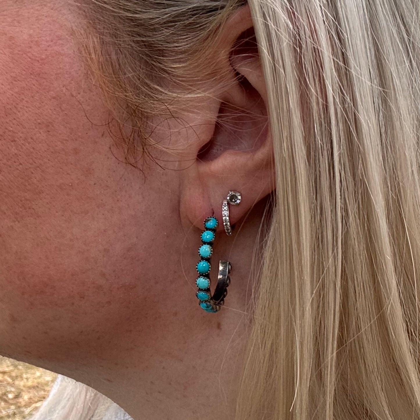 Large Birdie turquoise hoops