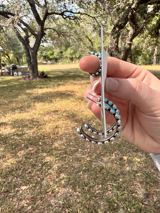 Large Birdie turquoise hoops